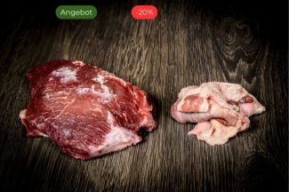 Ochsenbäckchen, Rinderbäckchen, Rinderbacken, Ochsenbacken mit abgelösten Parüren/Fettdeckel extra für die Soße.