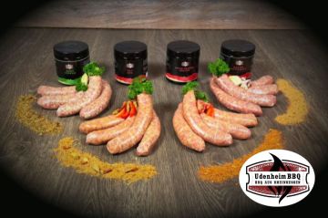 Udenheim BBQ Bratwurstpaket - die besten Bratwürste von Youtuber und Fleischsommelier Jörn Rochow und YOURBEEF gemeinsam entwickelt: Bacon Goodness, Mediterran, Thai BBQ und South-Western.