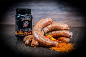 Picanto - herzhafte Bratwurst mit Biss! Rinderbrät, Speck, Käse, herzhafte Würzung mit leichter Chillinote