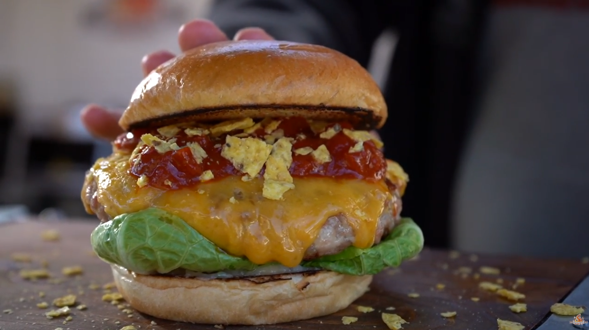  Kachelfleisch Burger mit Zwiebeln und Champignons